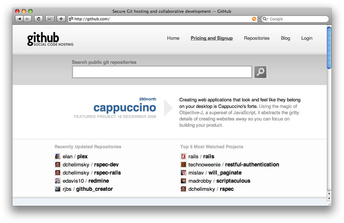 Cappuccino Featured on GitHub